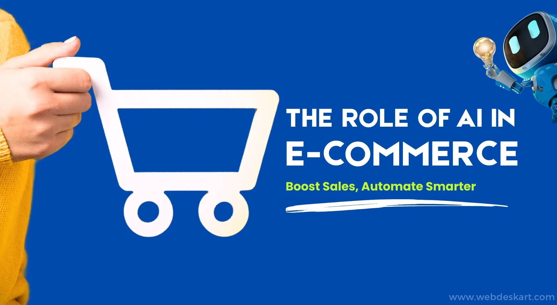 Visual representation of AI's impact on e-commerce, highlighting automation, customer insights, and improved user experiences.